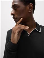 Pure Cotton Tipped Long Sleeve Polo Shirt