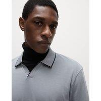 Pure Cotton Tipped Long Sleeve Polo Shirt