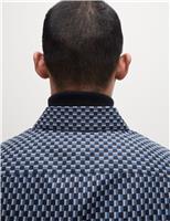 M&S Cotton Blend Print Shirt Dark Bottle