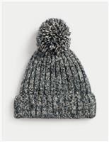 Cotton Rich Twist Knit Fleece Lined Beanie