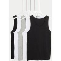 5pk Pure Cotton Sleeveless Vests