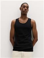 M&S 3 Pack Pure Cotton Sleeveless Vests Black