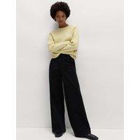 M&S Denim Elasticated Waist Wide Leg Trousers Black