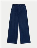 Denim Elasticated Waist Wide Leg Trousers