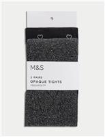 2pk Black Sparkly Tights (2-14 Yrs)