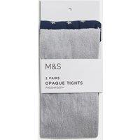 M&S 2 Pack Metallic Star Tights (2-14 Yrs) Navy Mix