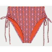 Printed Drawstring High Waisted Bikini Bottoms