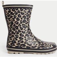 M&S Kids' Leopard Print Wellies (4 Small - 6 Large) Black Mix