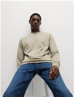M&S Pure Cotton Crew Neck Sweatshirt Sand