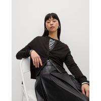 M&S Crew Neck Button Front Cardigan Black