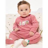 Pure Cotton Striped Festive Sleepsuit (7lbs-12 Mths)