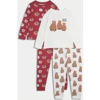 2pk Pure Cotton Bear Pyjama Sets (1-8 Yrs)