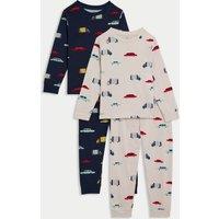 2pk Pure Cotton Transport Pyjama Sets (1-8 Yrs)