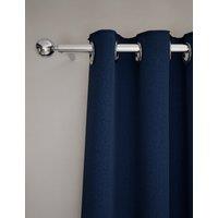M&S Velvet Ribbed Eyelet Blackout Curtains Navy