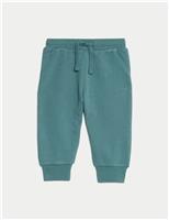 M&S Cotton Rich Joggers (0-3 Yrs) Blue