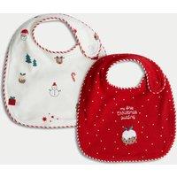 2pk Cotton Rich Christmas Bibs