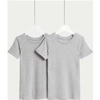 M&S 2 Pack Heatgen Thermal Tops (2-14 Yrs) Grey Marl