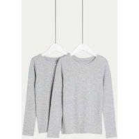 M&S 2 Pack Heatgen Thermal Tops (2-14 Yrs) Grey Marl