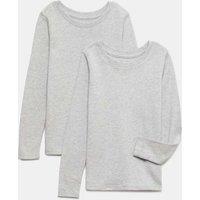 M&S 2 Pack Heatgen Thermal Tops (2-14 Yrs) Grey Marl
