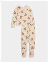 Spencer Bear 2pc Cotton Blend Spencer Bear Thermal Set (2-12 Yrs) Ecru Mix