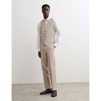 JAEGER Tailored Fit Italian Silk & Linen Waistcoat Stone