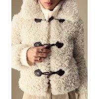 Faux Fur Collared Cropped Coat