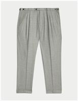 JAEGER Tailored Fit Pure Wool Check Trousers Grey