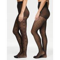 2pk Patterned Sheer Tights