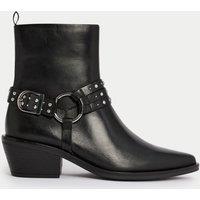 Leather Block Heel Ankle Boots
