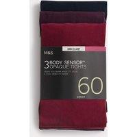 M&S 3pk 60 Denier Body Sensor Tights Dark Claret