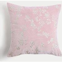 Velvet Cherry Blossom Embroidered Cushion