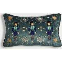 Velvet Nutcracker Embellished Bolster Cushion