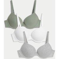 3pk Cotton Wired Push-Up Bras A-E