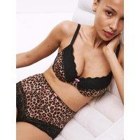 Printed Lace Trim Wired Full Cup Bra A-E