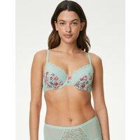 Printed Lace Trim Wired Full Cup Bra A-E