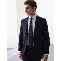 Autograph Tailored Fit Pure Wool Check Suit Jacket Dark Navy