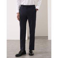 Autograph Tailored Fit Pure Wool Check Suit Trousers Dark Navy