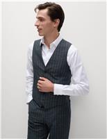 Wool Linen Blend Pinstripe Waistcoat