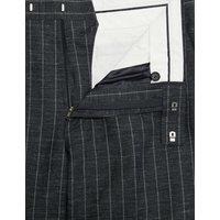 Regular Fit Wool Linen Blend Pinstripe Suit Trousers