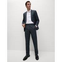 Regular Fit Wool Linen Blend Pinstripe Suit Trousers