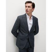 Regular Fit Wool Linen Blend Pinstripe Suit Jacket