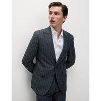 Regular Fit Wool Linen Blend Pinstripe Suit Jacket