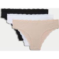 M&S 3pk Cotton Rich Brazilian Knickers Opaline Mix