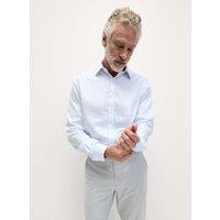 M&S Regular Fit Ultimate Non Iron Cotton Striped Shirt Light Blue