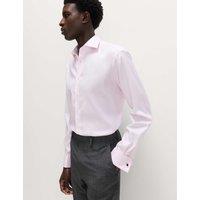 M&S SARTORIAL Slim Fit Luxury Cotton Double Cuff Twill Shirt Pale Pink