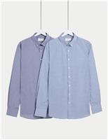 2 Pack Regular Fit Easy Iron Check Shirts