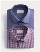 2 Pack Regular Fit Easy Iron Check Shirts