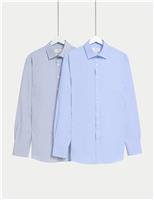 2pk Regular Fit Easy Iron Cotton Blend Shirts