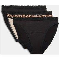 M&S 3pk Heavy Absorbency Period High Leg Knickers Black Mix