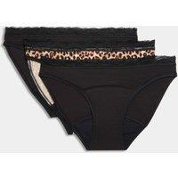 M&S 3pk Heavy Absorbency Period Bikini Knickers Black Mix